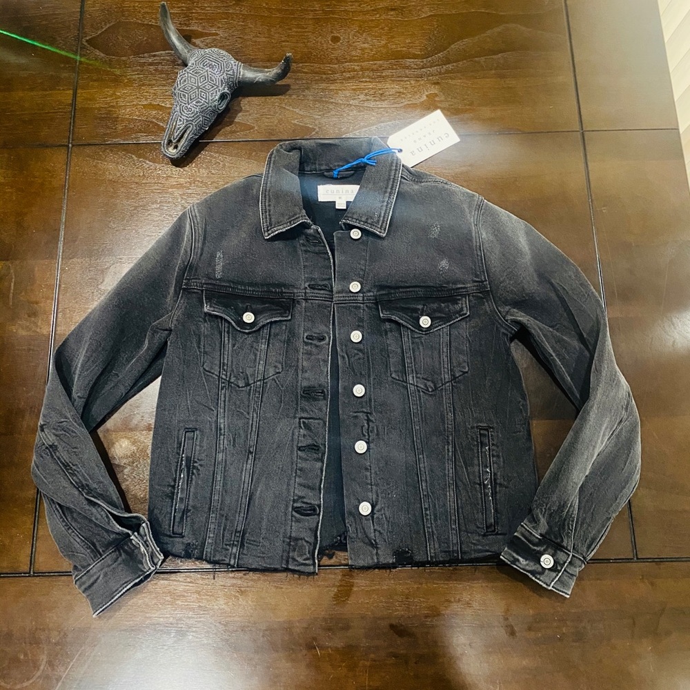 Distressed Black Denim Jacket
